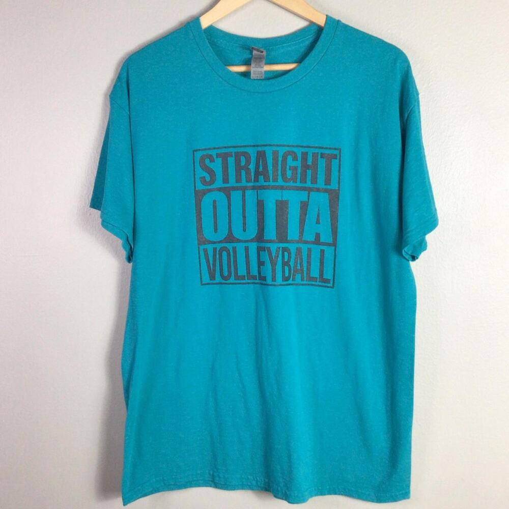 Straight Outta Volleyball Sportswear T Shirt Teal Green Large